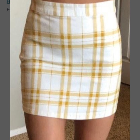 Forever 21 Yellow Stretch Denim Plaid Skirt - Picture 2 of 5